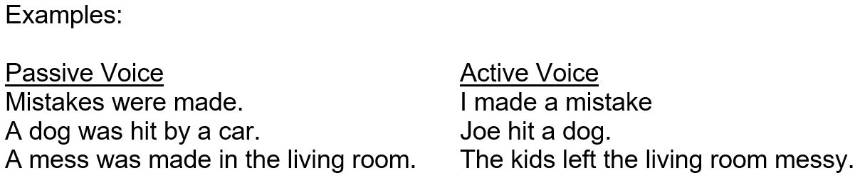 Active and passive voice examples