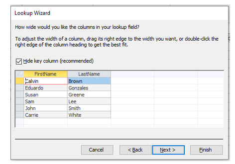 Microsoft Access lesson screenshot 2ndLesson16