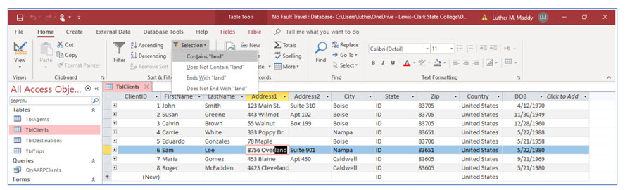 Microsoft Access lesson screenshot 3rdLesson14
