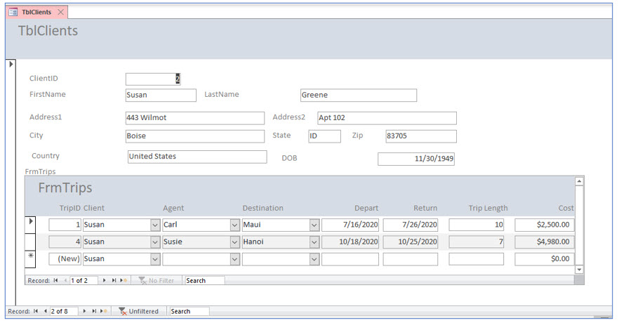 Microsoft Access lesson screenshot 6thLesson13