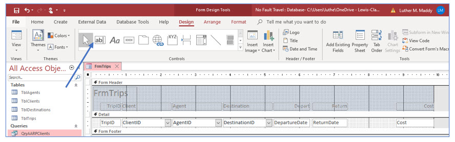 Microsoft Access lesson screenshot 6thLesson3