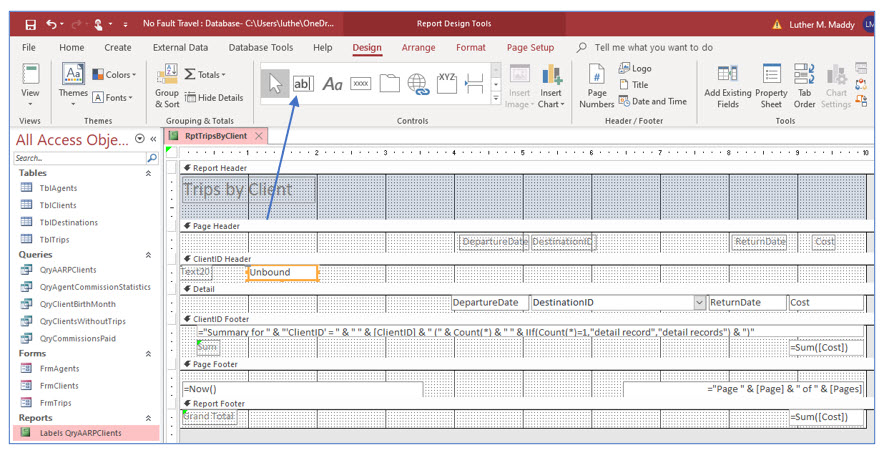 Microsoft Access lesson screenshot 7thLesson10