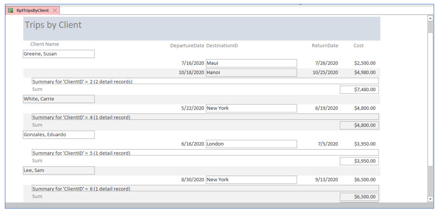 Microsoft Access lesson screenshot 7thLesson14