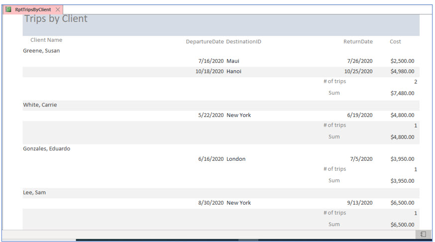Microsoft Access lesson screenshot 7thLesson20