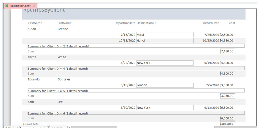 Microsoft Access lesson screenshot 7thLesson7