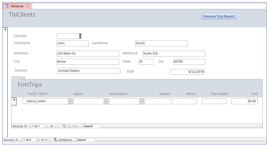 Microsoft Access lesson screenshot 8thLesson9