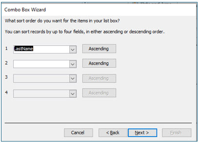 Microsoft Access lesson screenshot Combo13