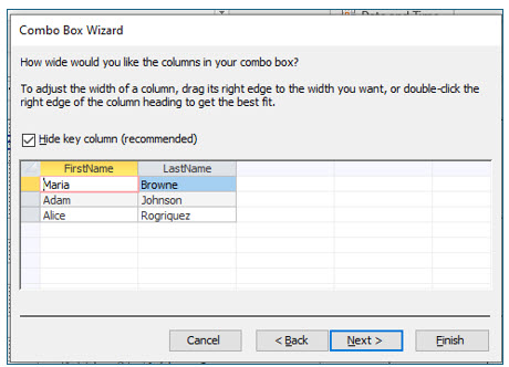 Microsoft Access lesson screenshot Combo14