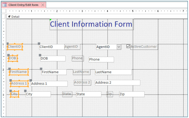 Microsoft Access lesson screenshot Combo17