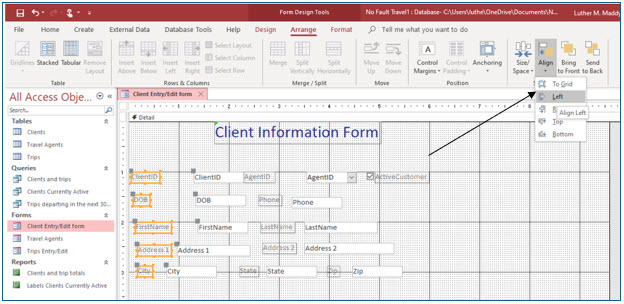 Microsoft Access lesson screenshot Combo18