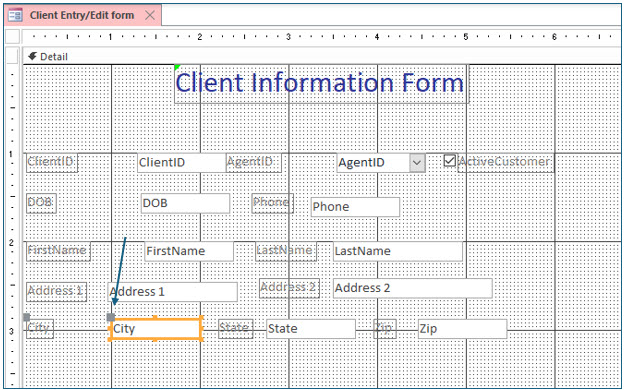 Microsoft Access lesson screenshot Combo19