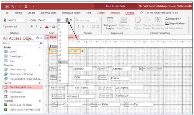 Microsoft Access lesson screenshot Combo6