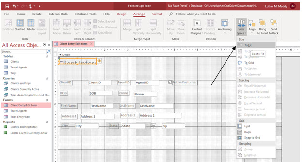 Microsoft Access lesson screenshot Combo7