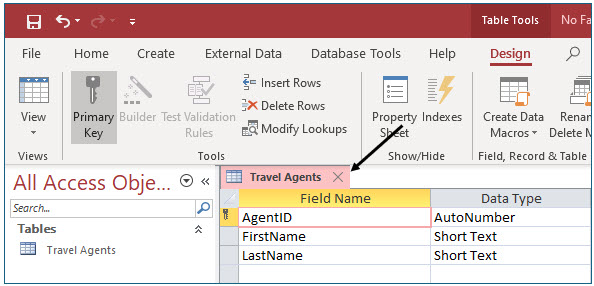 Microsoft Access lesson screenshot CreatingDatabase10