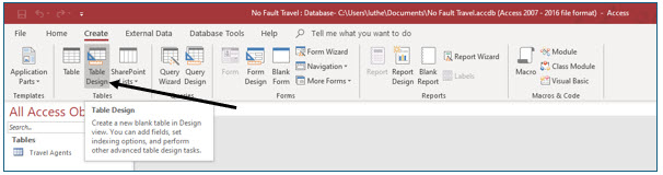 Microsoft Access lesson screenshot CreatingDatabase11