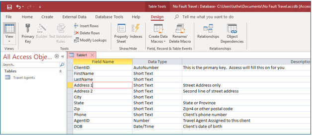 Microsoft Access lesson screenshot CreatingDatabase12