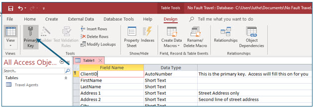 Microsoft Access lesson screenshot CreatingDatabase13