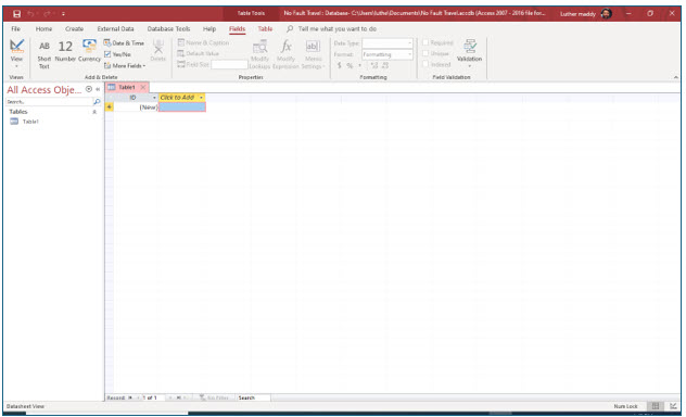 Microsoft Access lesson screenshot CreatingDatabase3