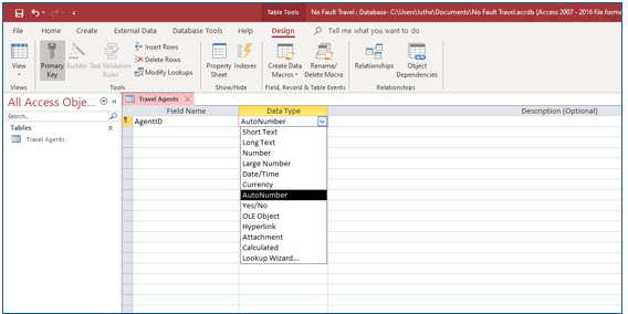 Microsoft Access lesson screenshot CreatingDatabase6