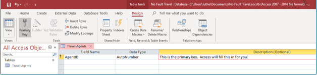 Microsoft Access lesson screenshot CreatingDatabase7