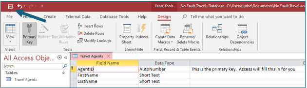 Microsoft Access lesson screenshot CreatingDatabase9