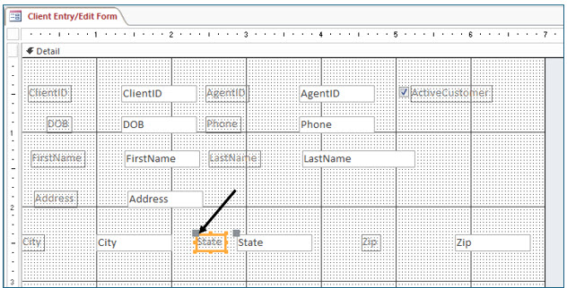 Microsoft Access lesson screenshot CreatingForms23