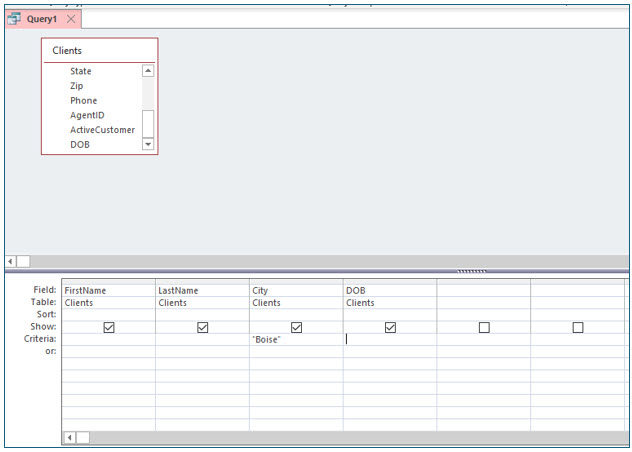 Microsoft Access lesson screenshot CreatingQueries15