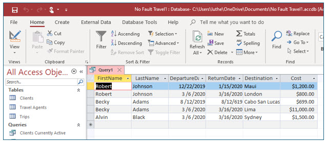 Microsoft Access lesson screenshot CreatingQueries23