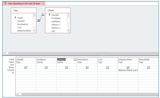 Microsoft Access lesson screenshot CreatingQueries27