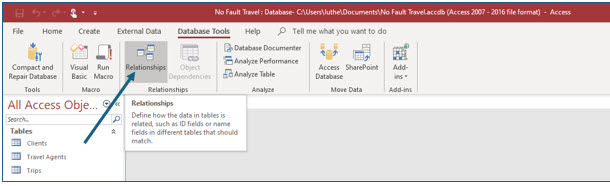 Microsoft Access lesson screenshot CreatingRelationships2