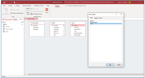 Microsoft Access lesson screenshot CreatingRelationships4