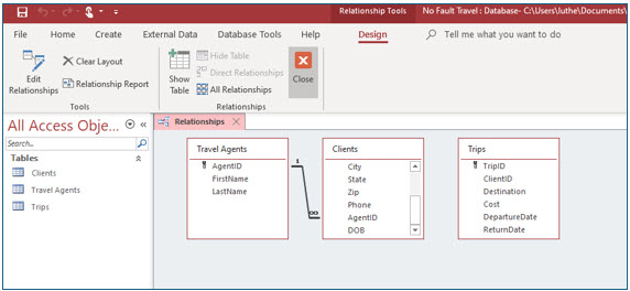 Microsoft Access lesson screenshot CreatingRelationships7