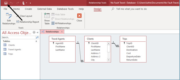 Microsoft Access lesson screenshot CreatingRelationships9