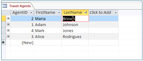 Microsoft Access lesson screenshot DataInTables6