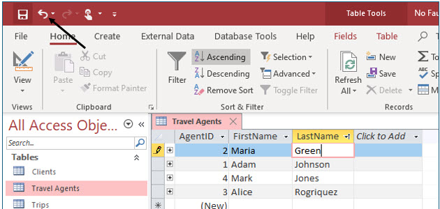 Microsoft Access lesson screenshot DataInTables7
