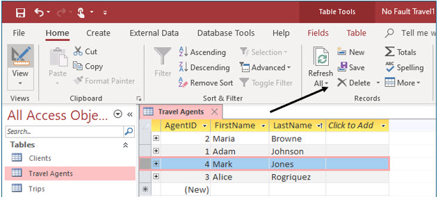 Microsoft Access lesson screenshot DataInTables9