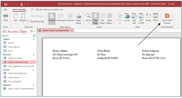 Microsoft Access lesson screenshot Reports10