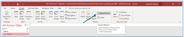 Microsoft Access lesson screenshot Reports11
