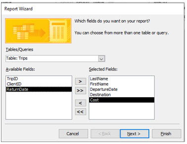 Microsoft Access lesson screenshot Reports14