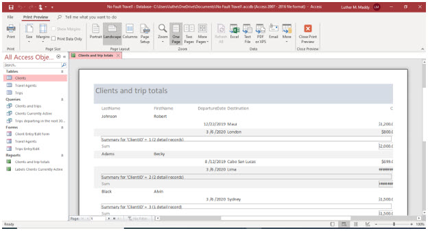 Microsoft Access lesson screenshot Reports21