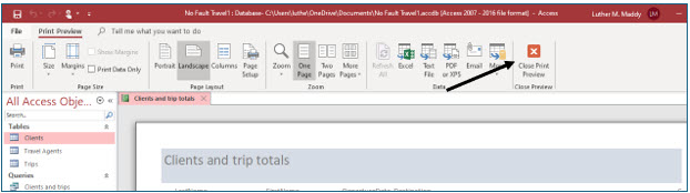 Microsoft Access lesson screenshot Reports22