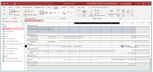 Microsoft Access lesson screenshot Reports24