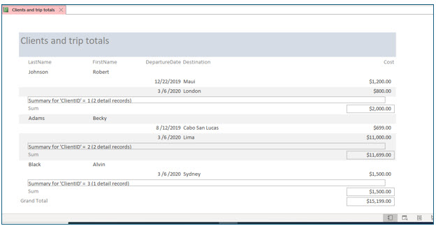 Microsoft Access lesson screenshot Reports26