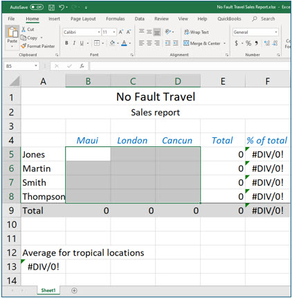 Microsoft Excel lesson screenshot MultipleWorksheets1