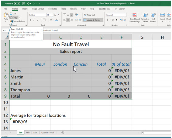 Microsoft Excel lesson screenshot MultipleWorksheets5