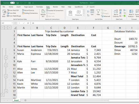 Microsoft Excel lesson screenshot Filters4