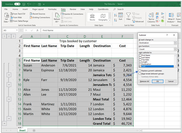 Microsoft Excel lesson screenshot Filters6