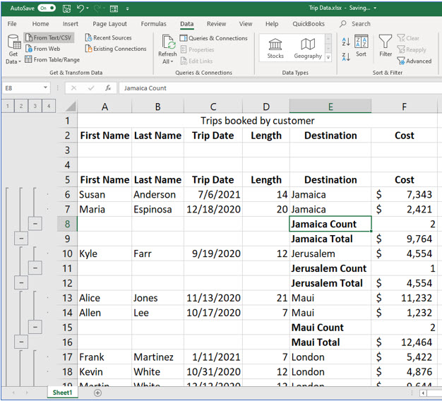 Microsoft Excel lesson screenshot Filters7