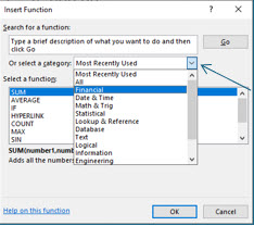 Microsoft Excel lesson screenshot FinancialCategory