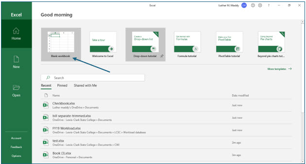 Microsoft Excel lesson screenshot GettingStarted1
